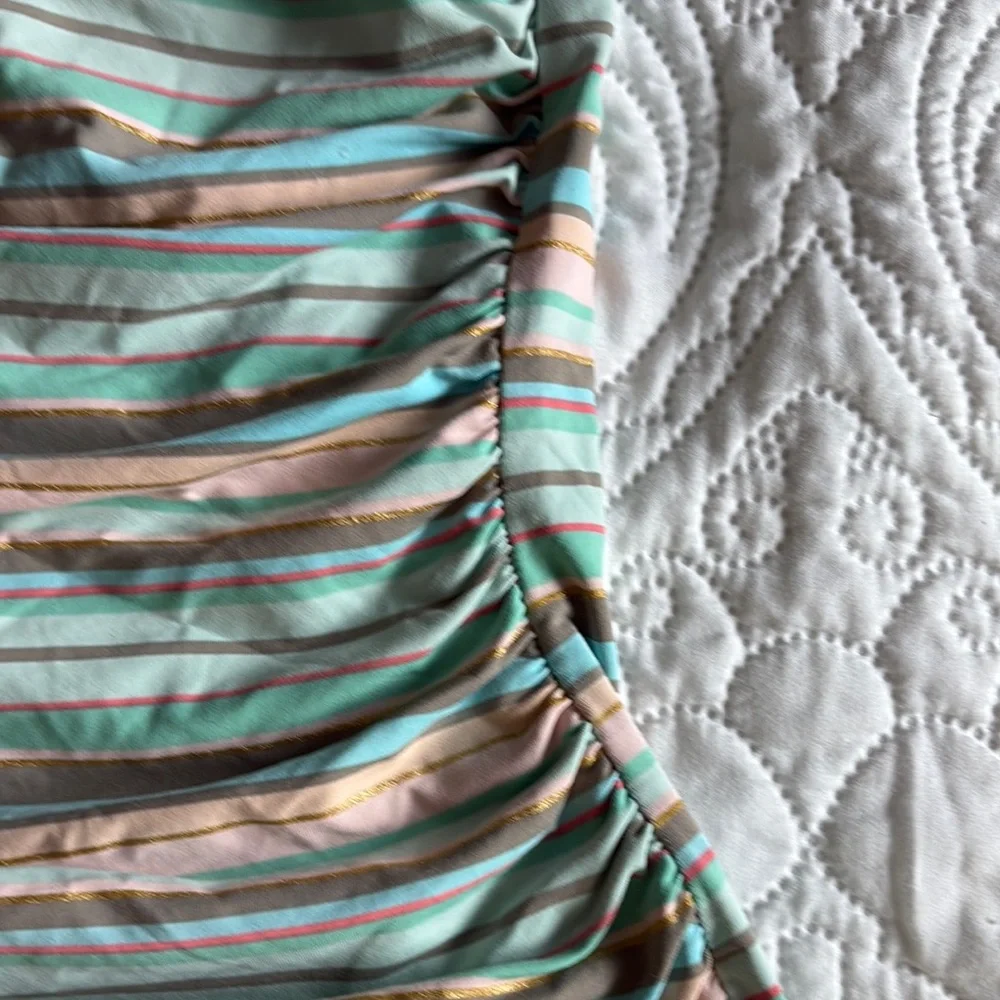 Lands' End Green and Pink Striped Tankini - Picture 4 of 11